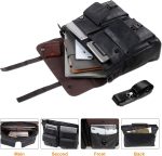 Leather Messenger Bag for Men,15.6 Inch Vintage Laptop Bag Briefcase Satchel - Image 5